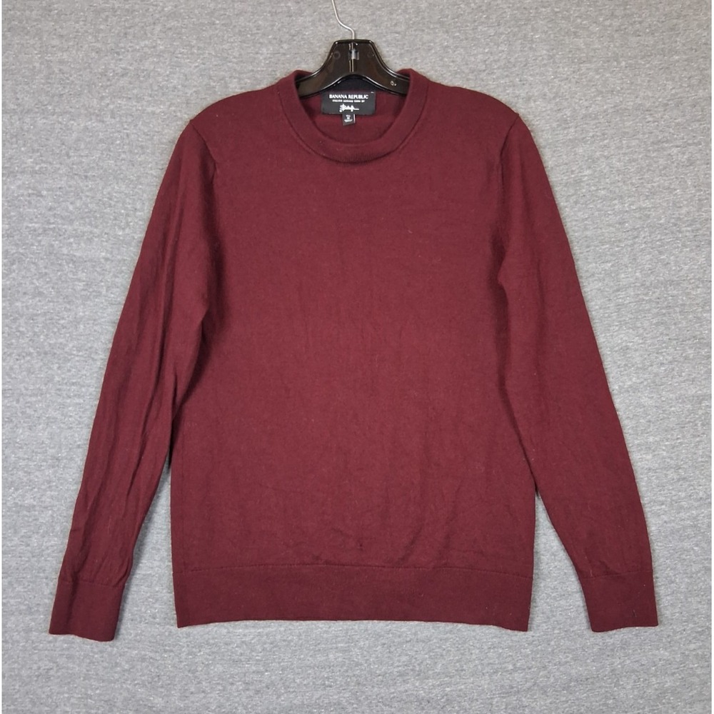 Banana Republic Womens Sweater M Tall Red Merino Wool Academia Cozy Holiday